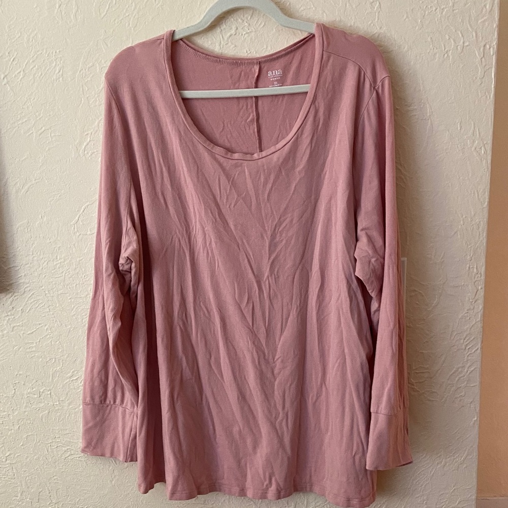 A.N.A Pink Long-Sleeve Layering Top 3X.
